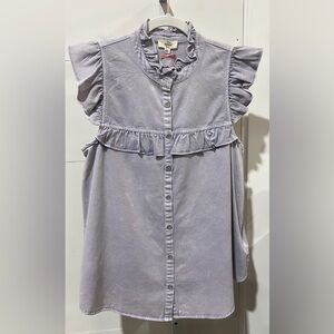 Summer Lovin' Periwinkle Denim Ruffle Tank